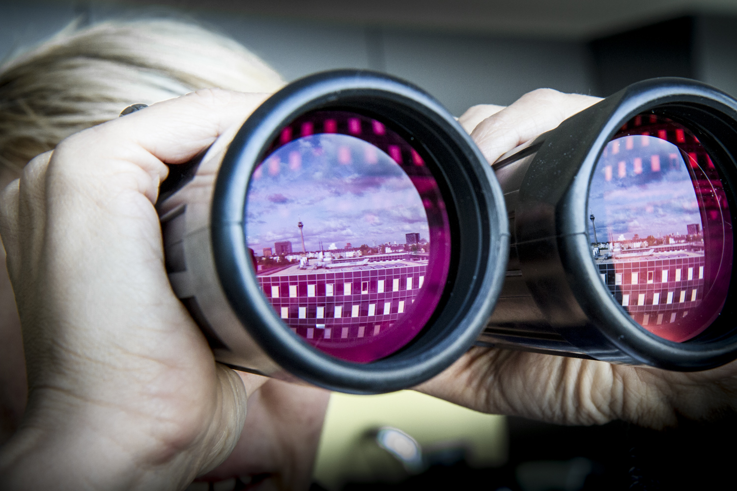 Person with binoculars