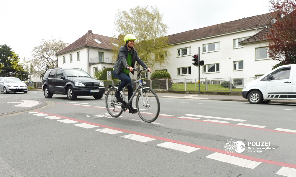 Cyclist on the cycle lane