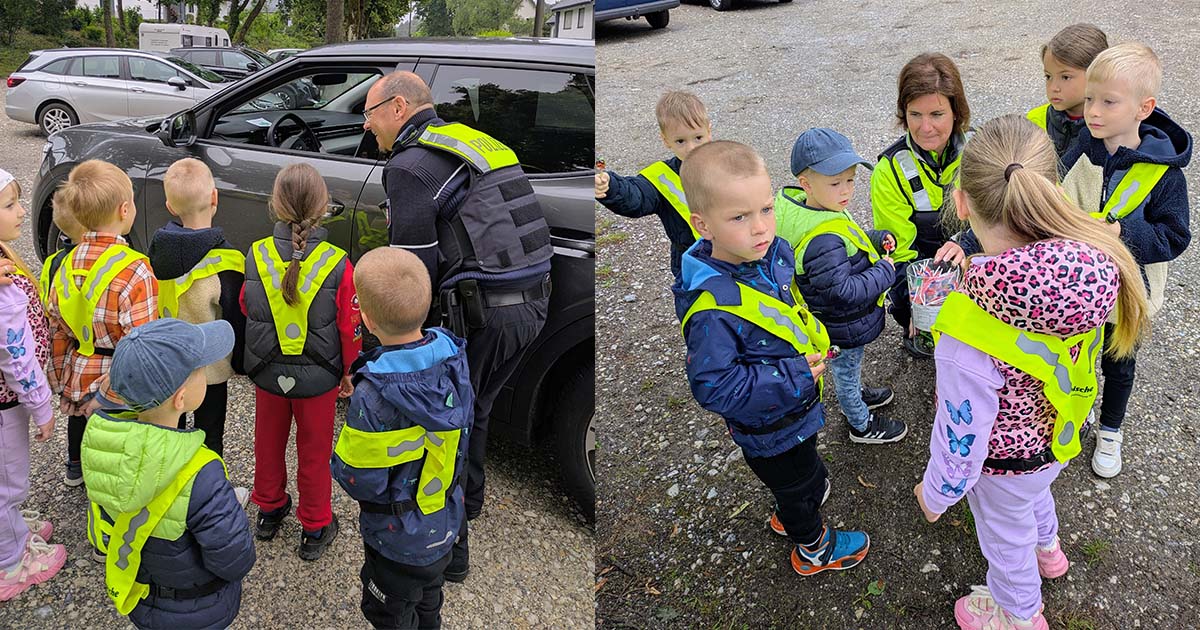 Kita-Kinder kontrollieren gemeinsam mit der Polizei Autofahrer